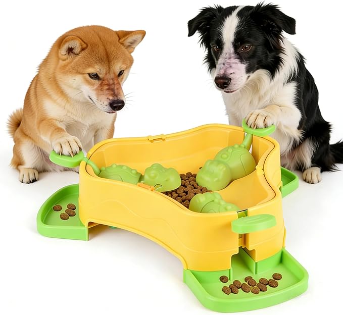 Dog Cat Treat Dispenser Slow Feeder Toy, 3-in-1 Interactive Dog Puzzle Press by VENGABY