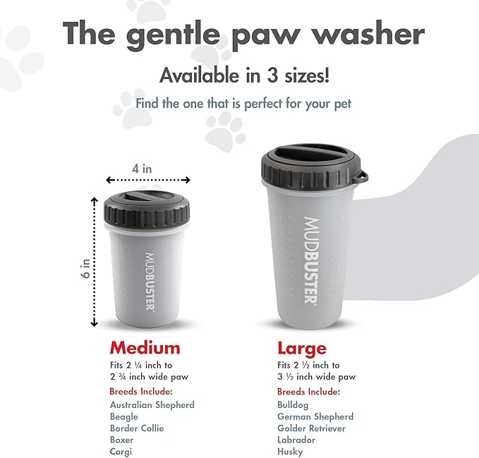 Dexas Lidded MudBuster Medium Dog Paw Cleaner, Light Gray, Fits 1.5"-2.5" Wide - Image 3