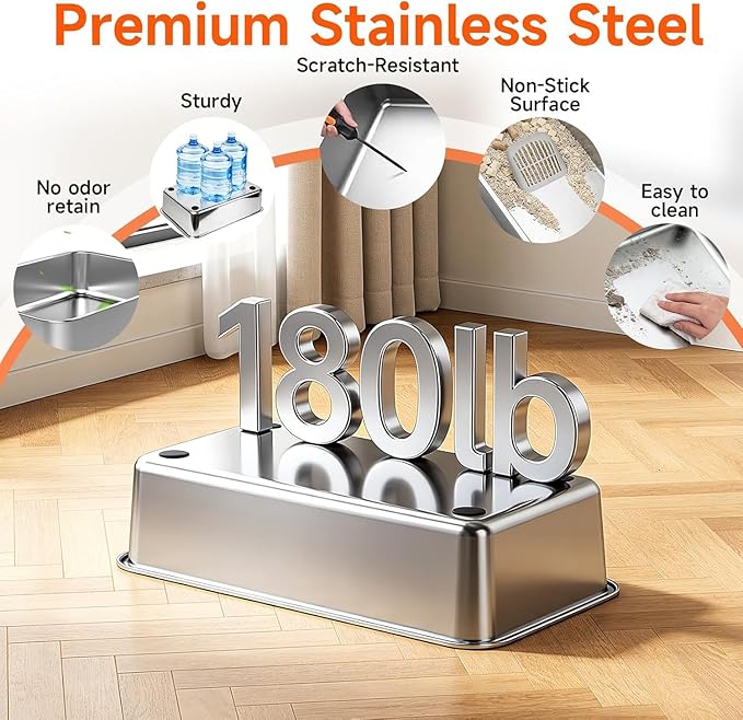 2 Pack XL Stainless Steel Litter Box - Image 9