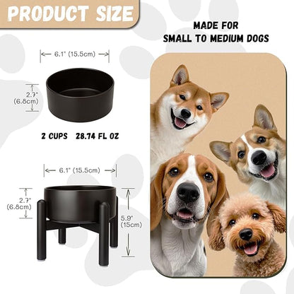 Raised Ceramic Dog Bowl, 6.1'' Modern Feeding Bowl - Image 2