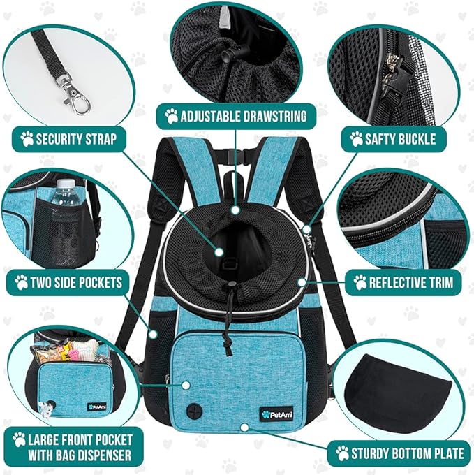 PetAmi Adjustable Cat & Dog Chest Carrier Backpack, Ventilated - Image 4