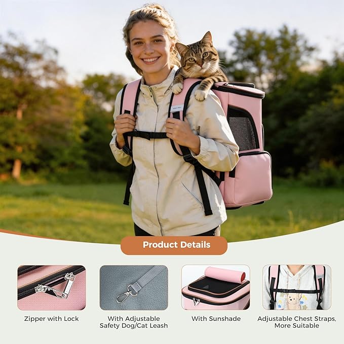 Lekereise Pet Carrier Backpack Expandable Cat Backpack Carrier - Image 4