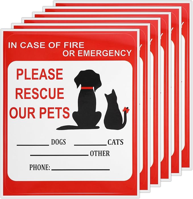 Nogeqi 6 PCS Pet Alert Safety Stickers Pet Fire Rescue Sticker in Case of Fire by Unknown