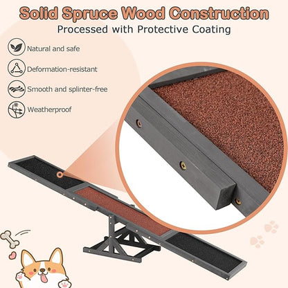 PETSITE Wooden Dog Agility Seesaw, Dog Exercise & Play Set, Outdoor Run Game Toy - Image 6