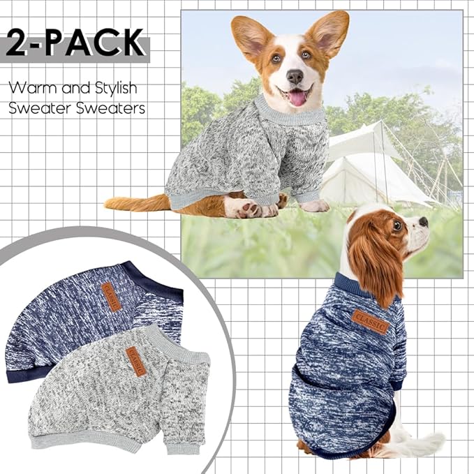 2 Pack Dog Sweaters for Small Dogs Girl Boy Winter Fleece Clothes Warm Soft Dog - Image 6