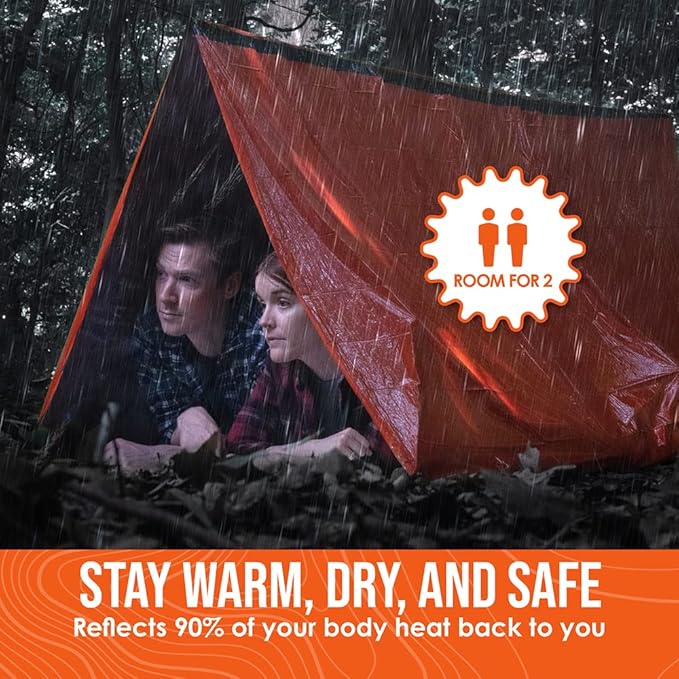 Go Time Gear Survival Life Tent • 2 Person Mylar Emergency Shelter Tube Tent + - Image 4