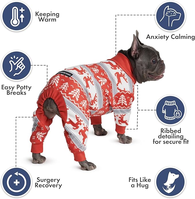 Spark Paws Dog Christmas Pajama, Dog Recovery Suit Male, Ultra-Soft and 4-Way - Image 4