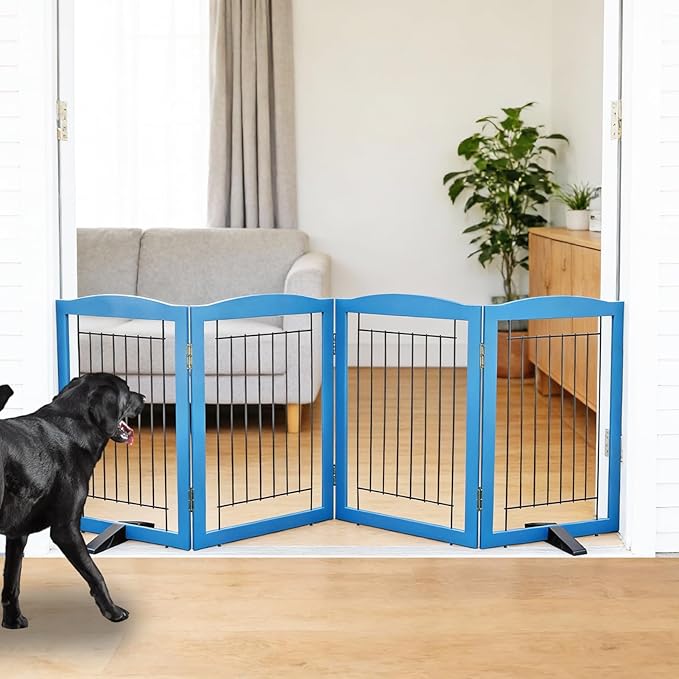 ZJSF Freestanding Dog Fence Indoor, Foldable Dog Gate by ZJSF