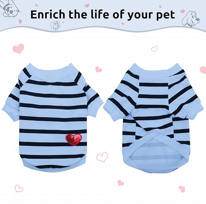 Pet Dog Striped T-Shirt Dogs Cats Cotton Vest Spring Summer Pet Apparel Tee - Image 4