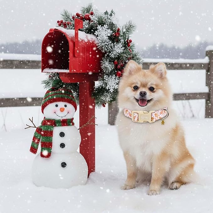 Christmas Dog Collar for Medium Dogs, Adjustable Exquisite Pink Dog Collar - Image 2