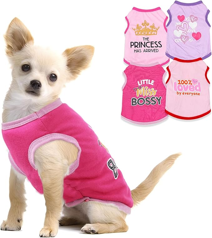 4 Pieces Puppy Clothes for Small Dogs Girl Girl Dog Clothes Cute Soft Dog - Image 7