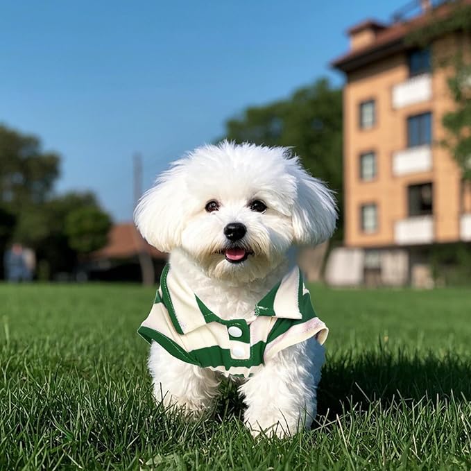 Dog Shirt Polo Shirt Striped Collar Puppy Clothes Summer Button Up Pet Clothes - Image 6