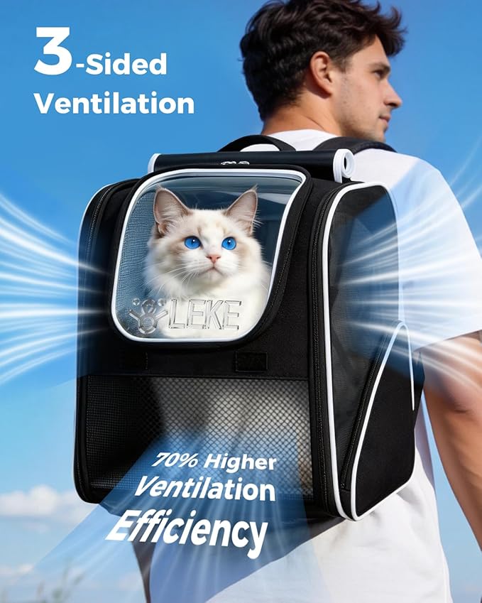 Lekereise Cat Backpack Carrier, Breathable Cat Carrier Large Space Bubble Pet - Image 2