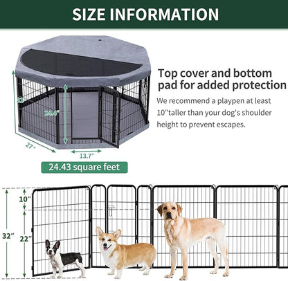PETIME Dog Playpen, Metal Exercise Puppy Pen Heavy Duty Kennels Yard Fence - Image 3