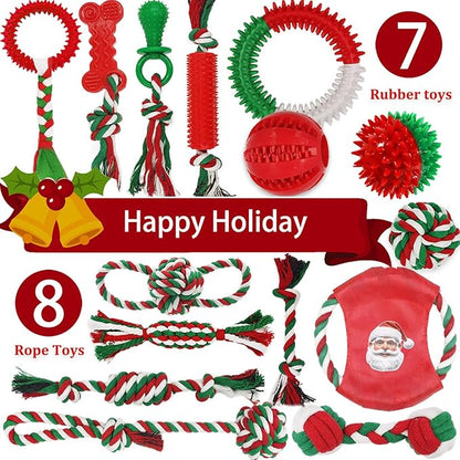 Beiker Christmas Dog Toys Bulk 15 Pack, Puppy Chew Toys - Image 2