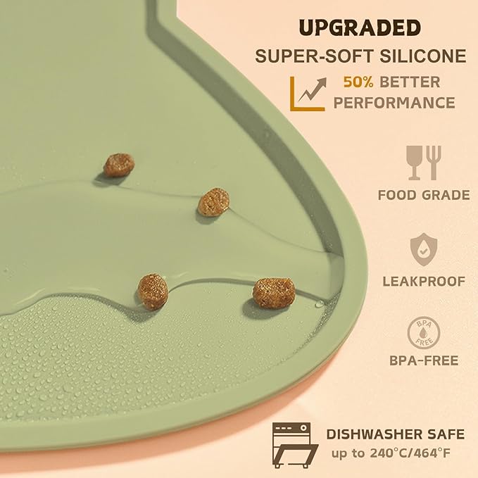 Cat Food Mat, Silicone Non Slip Dog Bowl Mat Waterproof Cat Feeding Mat Stop - Image 3