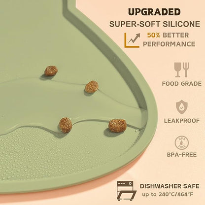 Cat Food Mat, Silicone Non Slip Dog Bowl Mat Waterproof Cat Feeding Mat Stop - Image 3
