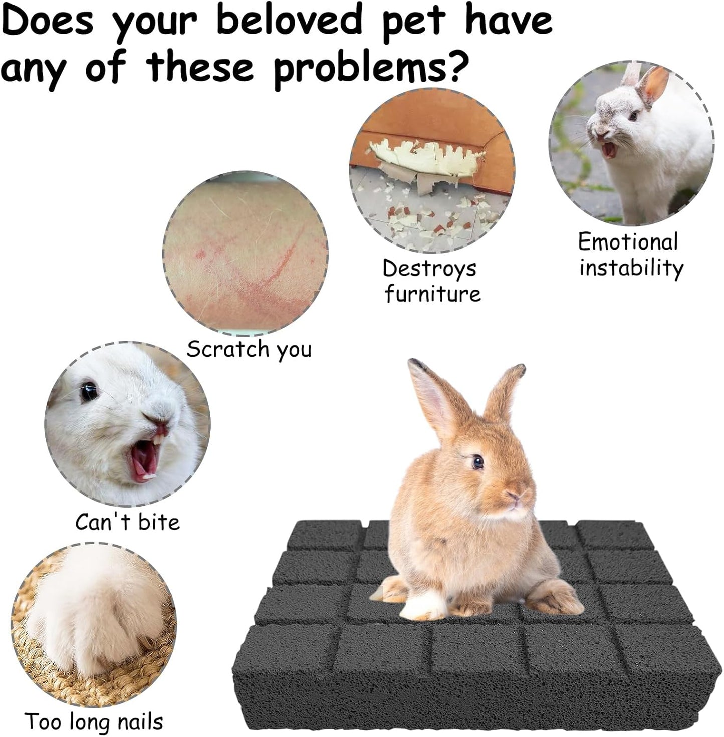 Hamiledyi 2PCS Rabbit Scratching Pads Bunny Lava Grinding Claw Pads Small Animal Foot Pads Hamster Scratch Board Chew Toys for Gerbil Chinchilla Hedgehog Guinea Pig Cage Accessories