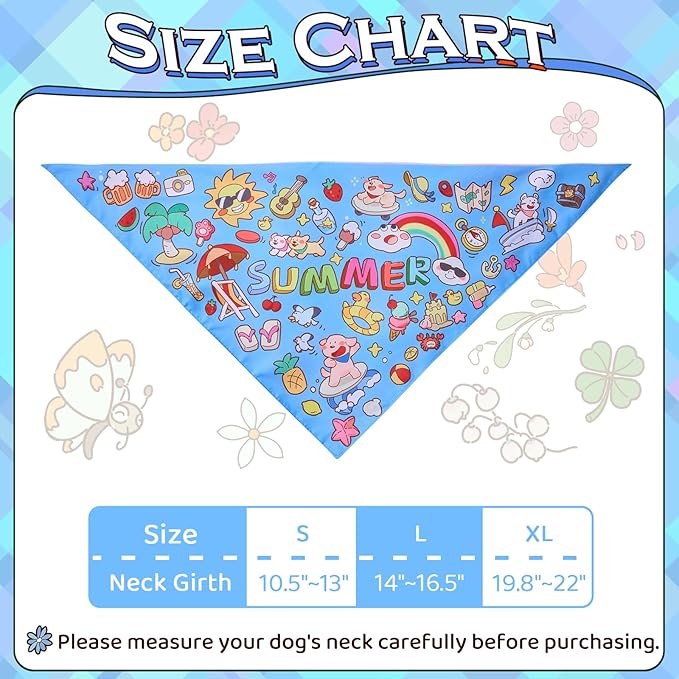 Spring Summer Dog Bandanas, Cute Colorful Bandanas, Washable Cotton Adjustable - Image 6