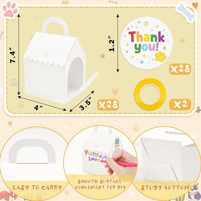 80UncleKimby 28Pcs Dog House Party Favors Boxes Foldable DIY Crafts - Image 3