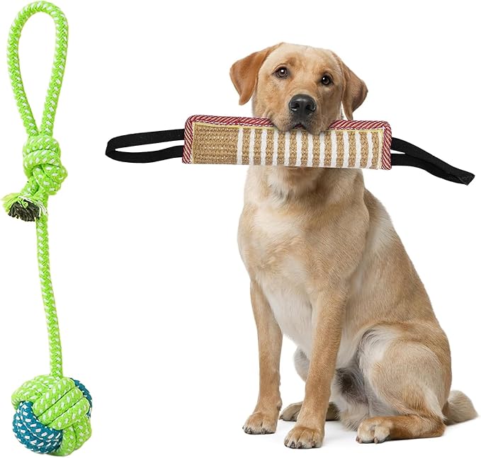 DGSL Dog Tug Toy, Tug of War Dog Toy Jute Bite Pillow by DGSL