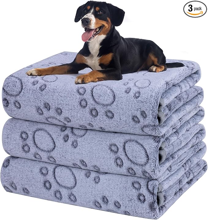 Dono 1 Pack 3 Dog Blankets, Soft Fluffy Fleece Pet Blanket Warm Sleep Mat Paw by Dono