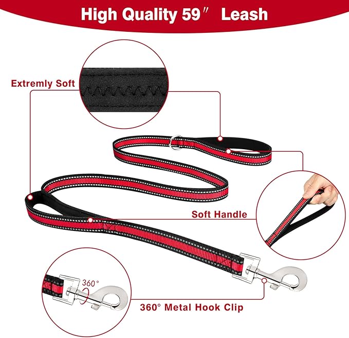 WINSEE Pet Harness Collar and Leash Set, All-in-one Reflective Dog Harness No - Image 4