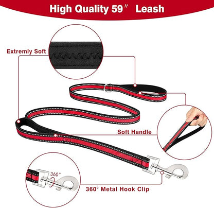 WINSEE Pet Harness Collar and Leash Set, All-in-one Reflective Dog Harness No - Image 4