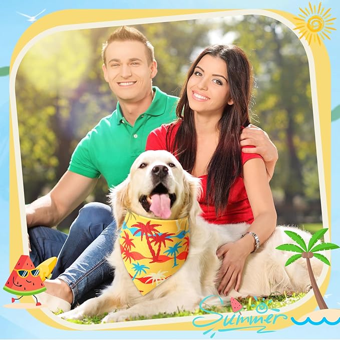 Preboun 50 Pcs Summer Bandanas Dogs Bulk Hawaiian Dog Bandanas Fruit Kerchief - Image 6