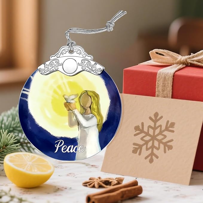 Stained Glass Ornament, Peace Angel Christmas Ornaments, Christmas Decorations - Image 6