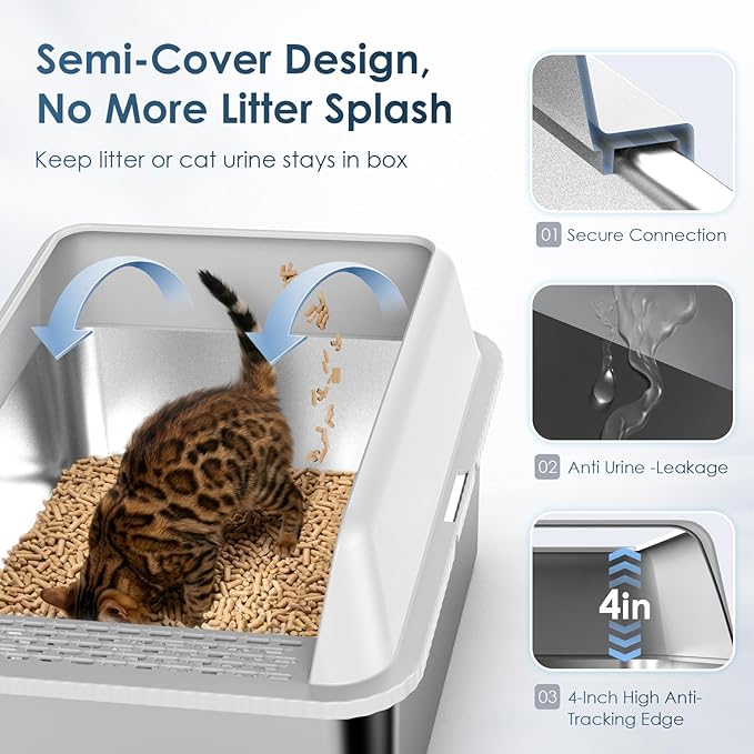 2PK Stainless Steel Litter Box - Image 4