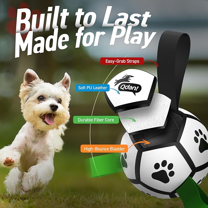 QDAN Dog Toys Soccer Ball with Straps, Interactive Toys - Image 7