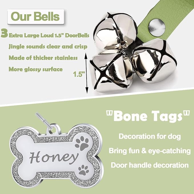 Leather Dog Bells, Puppy Potty Training Bell Dog Doorbell Potty Train Dog Bell - Image 3