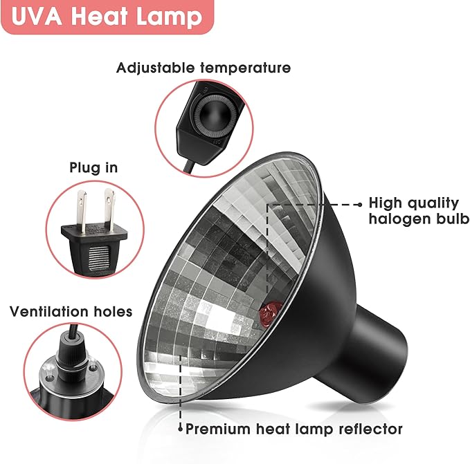 Briignite Reptile Heat Lamp Red, 50W G9 Heat Bulb & Dome Reptile Light Fixture - Image 3