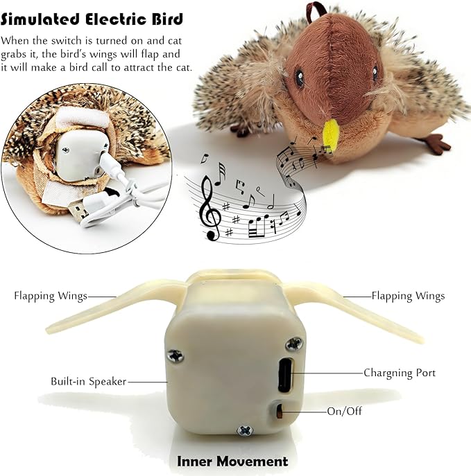 Tipmant Realistic Electric Birds Cat Teaser Interactive Toy Kitten Kitty - Image 2
