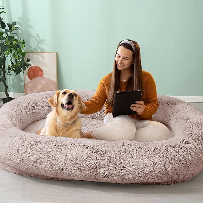 JOLLYVOGUE Human Dog Bed for Adults and Pets, Ultra-Soft Plush Giant Dog Bed by JOLLYVOGUE