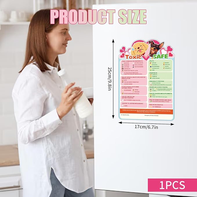 Magnetic List of Toxic & Safe Foods, 9.8x6.7in Feeding Chart Fridge Decorative - Image 2