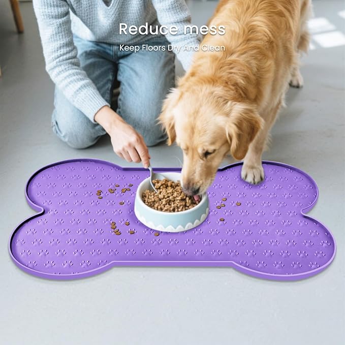 PWTAA Dog Food Mat Anti-Slip Silicone Dog Bowl Mat Thicker Pet Placemat - Image 8