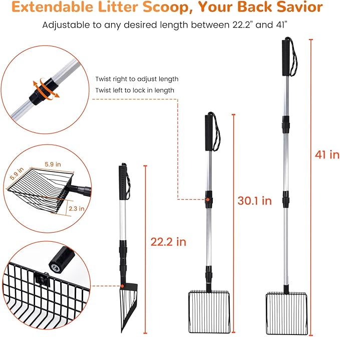 Metal Cat Litter Scoop with Holder, Solid & Durable, Deep Shovel - Image 3