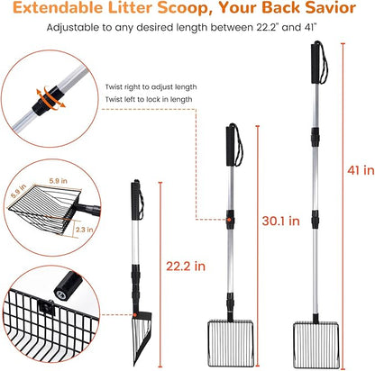Metal Cat Litter Scoop with Holder, Solid & Durable, Deep Shovel - Image 3