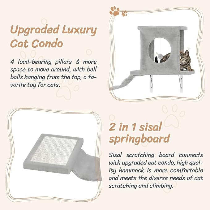 NUNU LAB 7-in-1 Cat Wall Shelves, Wall Mounted Cat Climber Set, Cat Furniture - Image 5