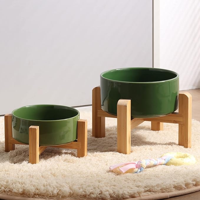 Petygooing Rust Green Elevated/Raised Ceramic Dog Bowl - Image 6