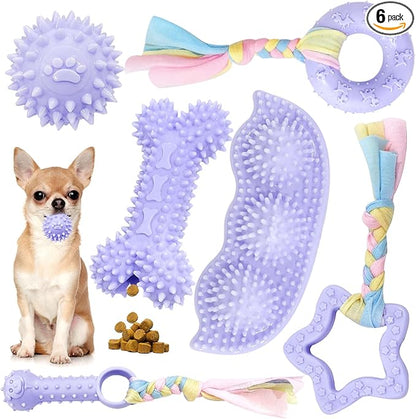 Petcare 6 Pack Puppy Teething Toys, Cute Purple Small Dog Chew Toys by PETCARE