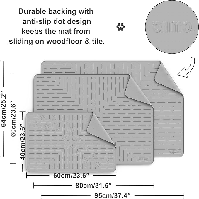 OHMO Cat Litter Mat Trapping Mat Premium Silicone Rubber 23.5x16 Ash Grey - Image 5