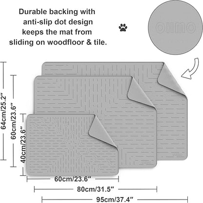 OHMO Cat Litter Mat Trapping Mat Premium Silicone Rubber 23.5x16 Ash Grey - Image 5
