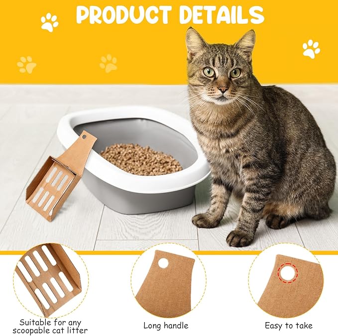 Watersay 30 Pcs Disposable Cat Litter Scoops 8.3x3.3 Inch Portable Kitty Litter - Image 4