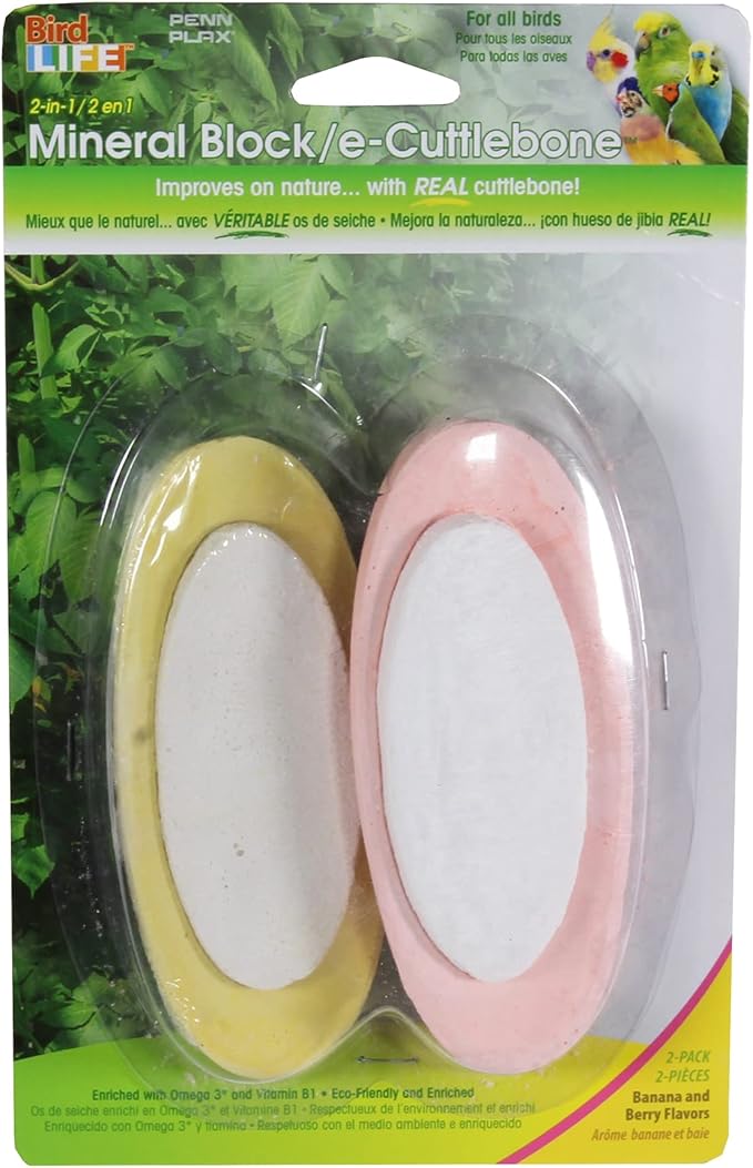 Penn-Plax Bird-Life 2-in-1 E-Cuttlebone & Mineral Block, 1 Pack - Image 2