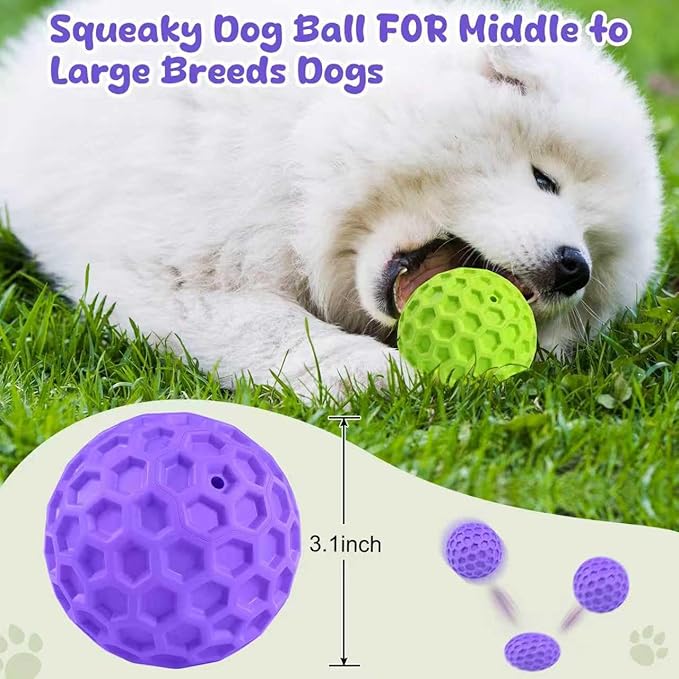 Squeaky Dog Toys for Aggressive Chewers, Indestructible Dog Balls for - Image 2