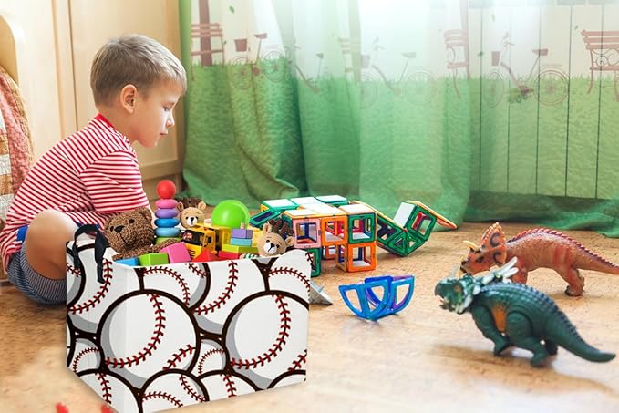 Essme Rectangular Baseball Basket, Kids Baskets, Boys Storage Bins, Kids Basket - Image 6