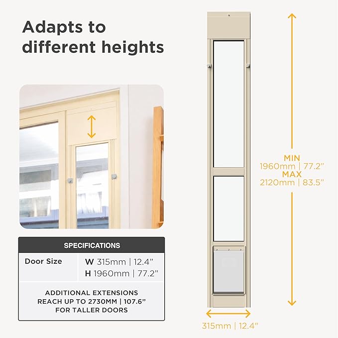 Hakuna Pets Cream Glass Patio Pet Door - Image 6